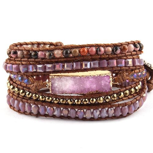 Rh-Brassard De Charme Pour Femme, Clip Naturel, Charbon Lomzy Mixte, Bracelets Ronds 5x, Livraison Directe, Jaune, Milieu, Violet, Mode D'été, Nouveau