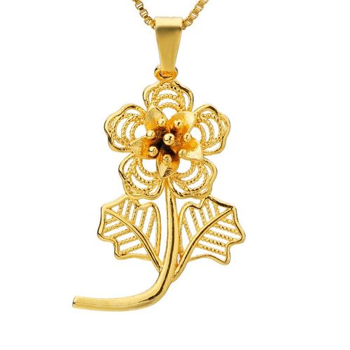 Collier En Cuivre Gravé Fleur Rose Pour Femme, Pendentif De Mariage, Bijoux De Dubaï, Tour De Cou Du Jour De Léon, Accessoires