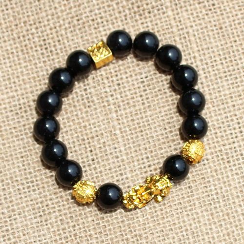 Bracelets En Obsidienne Noire Feng Shui Pour Hommes Et Femmes, Perles En Pierre D'obsidienne, Bracelet En Cuivre, Bijou De Richesse Pixiu