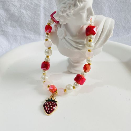 Bracelets Originaux Faits À La Main Pour Femmes, Perle De Verre Y2k, Breloque En Cristal Pour Filles, Pendentif Harvey Rouge, Bijoux De Navire Chia, Mignon