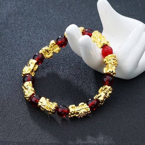 Véritables Perles De Pierre D'obsidienne Noire Pour Hommes Et Femmes, Bracelet De Richesse De Bouddha, Bracelets Feng Shui, Document En Or 24 Carats, Bijoux À Portée De Main, 2020