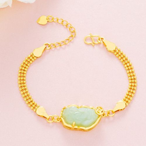 Véritables Perles De Pierre D'obsidienne Noire Pour Hommes Et Femmes, Bracelet De Richesse De Bouddha, Bracelets Feng Shui, Document En Or 24 Carats, Bijoux À Portée De Main, 2020
