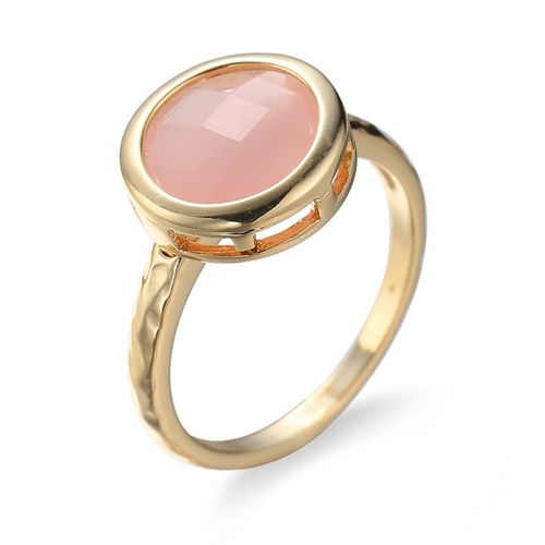 Bague De Mariage Ronde En Pierre Naturelle Rose Pour Femme, Cristal, Couleur Or, Gros Bijoux, Mode, Vente En Gros, 2018