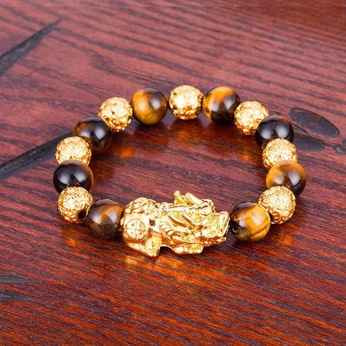 Véritables Perles De Pierre D'obsidienne Noire Pour Hommes Et Femmes, Bracelet De Richesse De Bouddha, Bracelets Feng Shui, Document En Or 24 Carats, Bijoux À Portée De Main, 2020