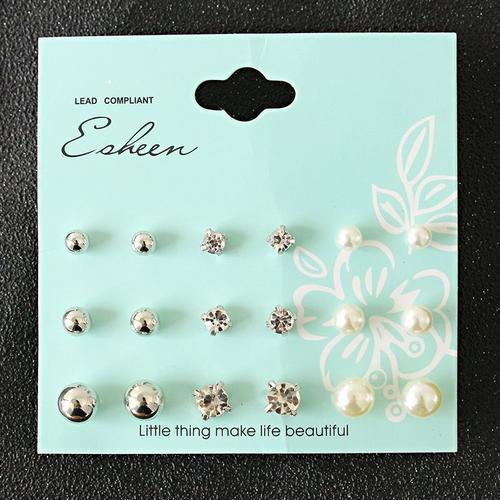 Ensemble De Boucles D'oreilles Originales En Perles D'imitation Blanches Pour Femmes, 9 Paires, Bijoux Sur Boule D'oreille En Métal Et Strass, Livraison Gratuite