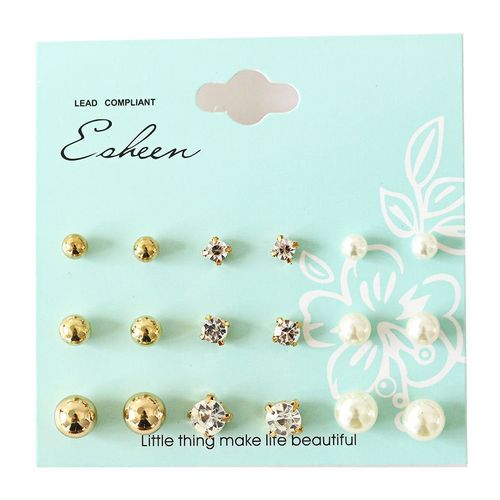 Ensemble De Boucles D'oreilles Originales En Perles D'imitation Blanches Pour Femmes, 9 Paires, Bijoux Sur Boule D'oreille En Métal Et Strass, Livraison Gratuite