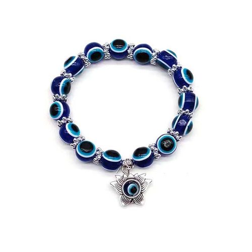 Bracelet Vintage Bleu Mauvais ¿Il, Main De Fatima, Yeux De Turquie, Perles En Résine Pour Femmes, Bracelets Élastiques Pour Hommes