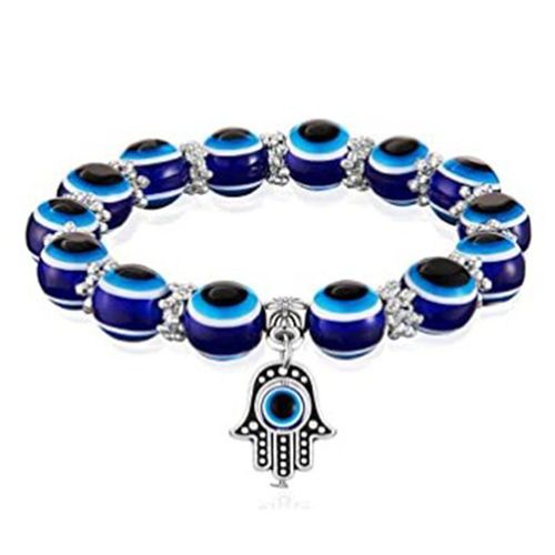 Bracelet Vintage Bleu Mauvais ¿Il, Main De Fatima, Yeux De Turquie, Perles En Résine Pour Femmes, Bracelets Élastiques Pour Hommes