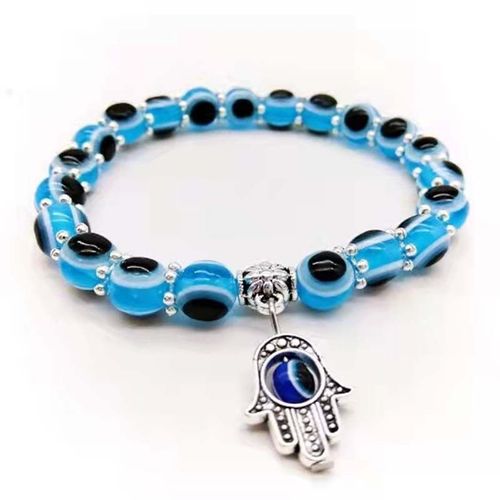 Bracelet Vintage Bleu Mauvais ¿Il, Main De Fatima, Yeux De Turquie, Perles En Résine Pour Femmes, Bracelets Élastiques Pour Hommes