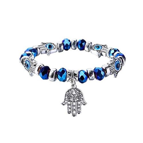 Bracelet Vintage Bleu Mauvais ¿Il, Main De Fatima, Yeux De Turquie, Perles En Résine Pour Femmes, Bracelets Élastiques Pour Hommes