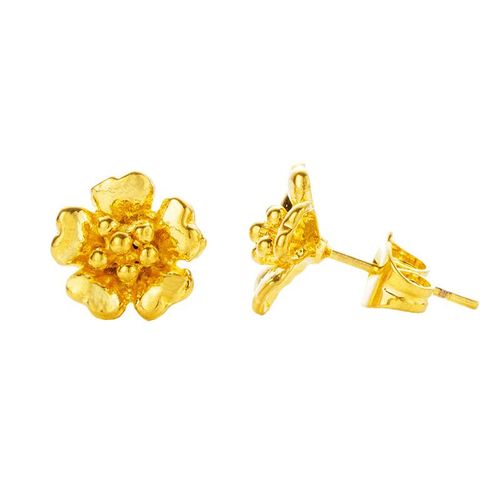 Boucles D'oreilles En Forme De Fleur En Or Jaune Pur 24 Carats Pour Femmes, Bijoux Authentiques, Breloque De Marque De Luxe, Boucle D'oreille En Or 03/Wear, Nouveau, 2019