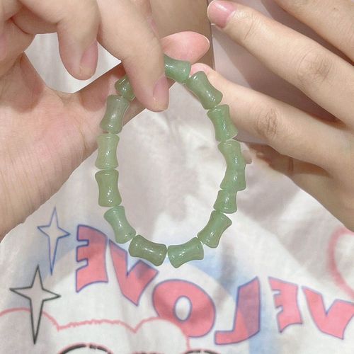 Bracelet De Festival De Bambou Vert Pour Femme, Strass Chinois, Élégant, Frais, Cordon De Main, Bijoux De Bateau Chia