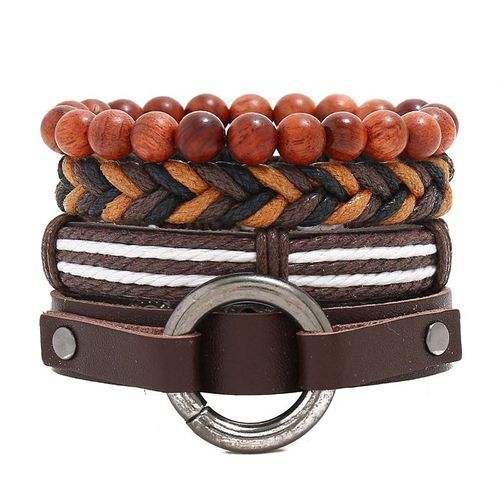 Ensemble De Bracelets Vintage En Cuir Pour Hommes Et Femmes, 4 Pièces, Style Mixte, Ajustable, Nouvelle Mode, Bijoux, Cadeaux De Fête, 2022