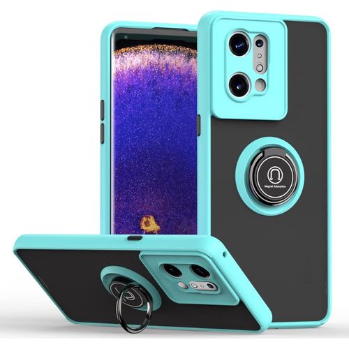 Coque Pour Oppo Find X5 Etui Fin Et Léger Absorption Des Chocs Housse Mince Avec Bague 360 Degrés Rotation Stand Protection Cover Bumper Case Ciel Bleu
