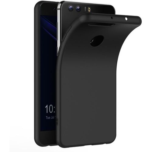 Coque Noir Honor 8, Housse Etui Noir En Gel Tpu Silicone Souple Ultra Mince Avec Anti Choc Pour Honor 8