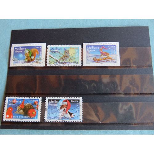 Lot De 5 Timbres Oblitérés Autoadhésifs "Meilleurs Voeux" - 2007