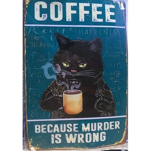 Plaque Decorative Motif Chat / Cafe - Neuf