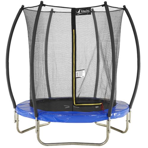 Kangui - Trampoline De Jardin Rond Ø180cm Avec Filet De Sécurité Intérieur- Bleu - Fpr 180