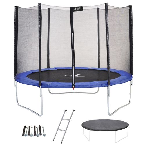 Trampoline Rond Bleu Ø250cm Avec Filet, Échelle ,Bâche Et Kit Ancrage