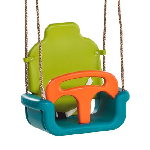 Balançoire Bébé Évolutive 3 En 1en Plastique Vert Citron/Turquoise/Orange