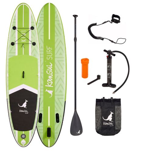 Kangui - Stand Up Paddle 320cm Sup Gonflable + Pagaie + Sac À Dos + Pompe Haute Pression + Leash + Kit De Réparation- Kiwi