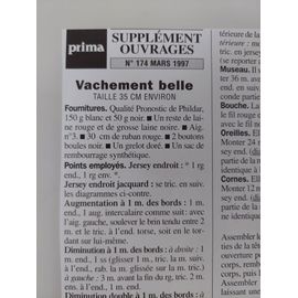 Grille Vintage Tricot Pour Doudou Vache Prima Supplément Ouvrages N°174 Mars 1997
