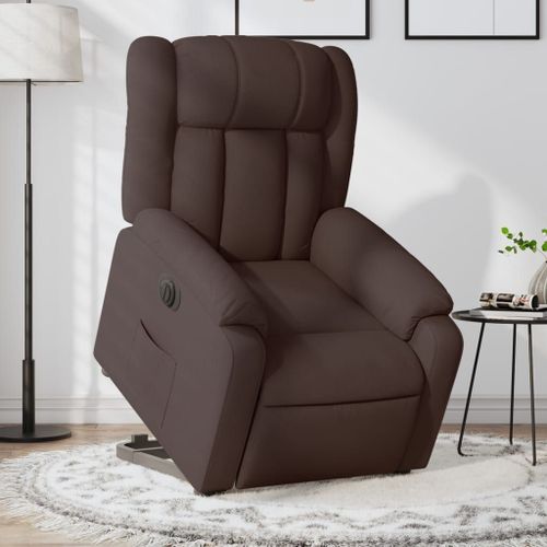 Vidaxl Fauteuil Inclinable Électrique Marron Foncé Tissu