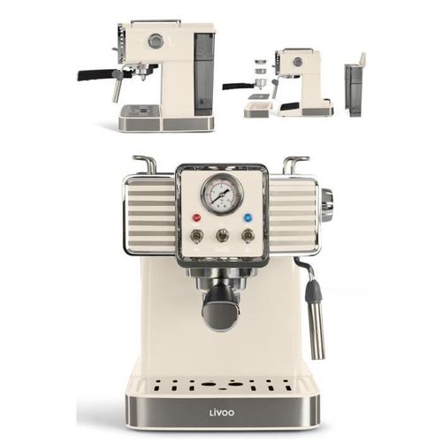 Cafetière Expresso Électrique Creme 1350w Design 1l5 Inox Cafe? Moulu Ou Dosettes Souples Buse Vapeur
