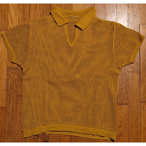 T-Shirt Filet Jaune Moutarde Eminence Taille 40 Vintage