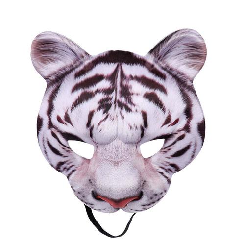 Masque Tigre Blanc Demi-Masque Tigre, Avec Élastique, Masque Visage, Masque Animal, Chat Sauvage, Déguisement, Carnaval, Fête À Thème