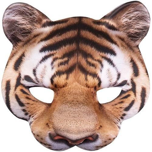 Demi-Masque Tigre, Avec Élastique, Masque Visage, Masque Animal, Chat Sauvage, Déguisement, Carnaval, Fête À Thème