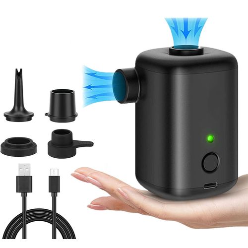 Pompe Electrique 2 en 1 Gonfleur et Degonfleur Portable sans Fil USB Rechargeable, Mini Pompe à Air avec 4 Embouts pour Le Matelas,Camping Coussin,Bateau,Anneau de Natation