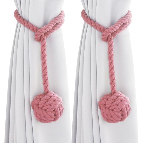 Embrasse Pour Rideaux Couleur Rose Unique, 2 Pièces Embrasses De Rideaux, Embrasses Rideau Tricotées À La Main, Embrasse De Corde De Rideau, Rideaux Boucle Décoration Pour La Chambre Et Du Bureau