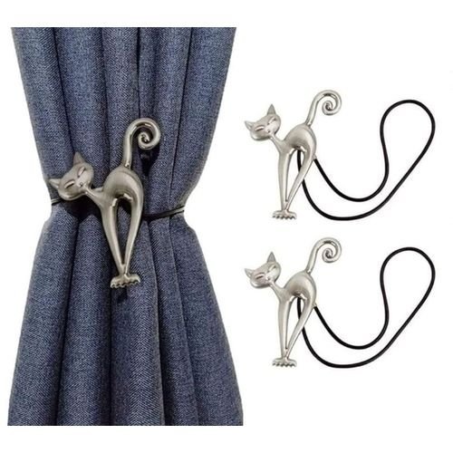 2pcs Embrasse À Rideaux Magnétique Attache Rideau Aimanté Boucle De Rideau Magnifique Clip Rideau En Motif De Chat Accessoires Pour Rideaux Pour Maison Salon Chambre Bureau