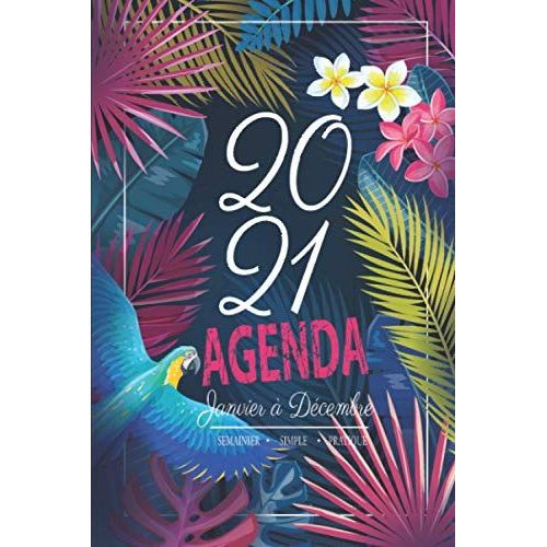 2021 Agenda Janvier À Décembre: 12 Mois Journalier - Planificateur, Semainier Simple & Pratique | Cadeau Pour Les Mamans, Étudiants, Enseignants Et Professionnels, Thème Tropical