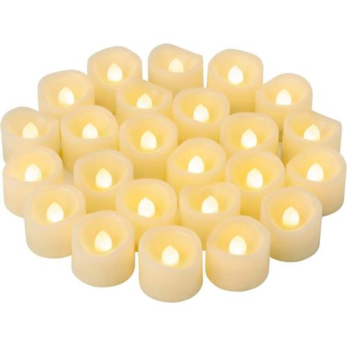 Kcbbe 24 pièces LED bougies chauffe-plat vacillantes sans flamme