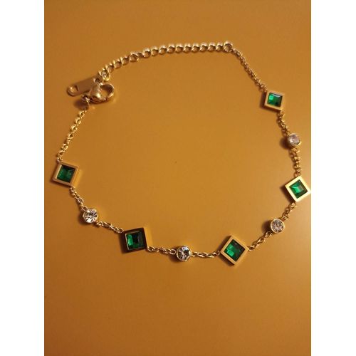 Très Beau Bracelet En Acier Inoxydable Et Zircone