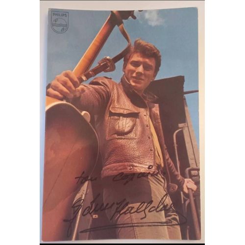 Carte Postale Dédicacée Johnny Hallyday Philips