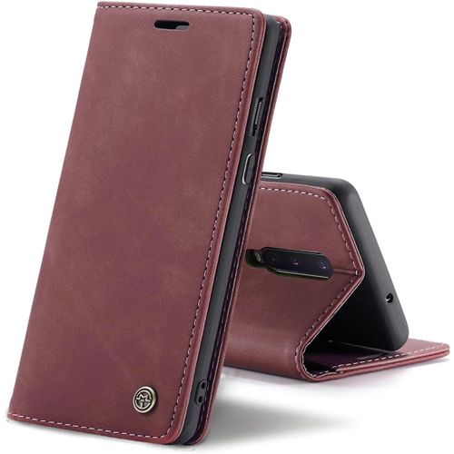 Coque Cuir Pour Oneplus 8, Protection Housse En Cuir Pu Portefeuille,Fermeture Magnétique,Fentes Pour Cartes,Fonction De Support.-Rouge