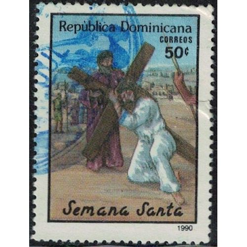 Rép. Dominicaine 1990 Oblitéré Used Semana Santa Jésus Porte La Croix Y&t Do 1076 Su