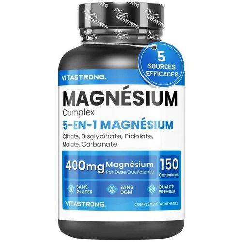 Magnésium Complet 400mg - Magnésium 5 En 1 - Bisglycinate, Citrate, Pidolate, Malate, Carbonate - Anti-Stress