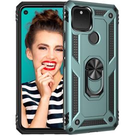 Coque Compatible Pour Google Pixel 5 Case Etui Antichoc Rigide Military Grade Anticase Bumper Housse Pc + Souple Fine Silicone Magnetique Cover Avec 360° Béquille Anneau Support Housse