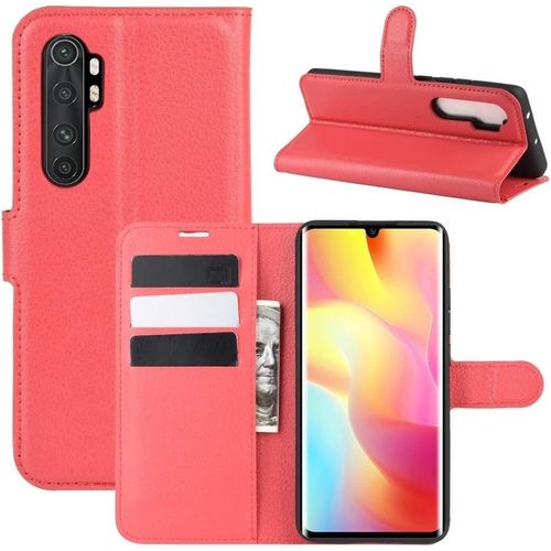 Xiaomi Étui De Protection À Rabat Horizontal Pour Xiaomi Mi Note 10 Lite Litchi Avec Support, Emplacements Pour Cartes Et Portefeuille Couleur : Rouge