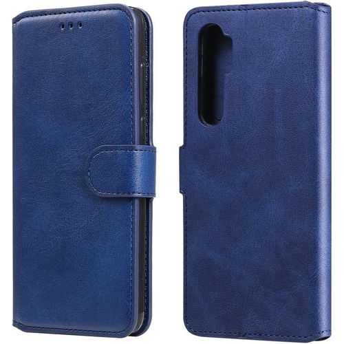 Xiaomi Étui À Rabat Horizontal En Cuir Pu Avec Support, Emplacements Pour Cartes Et Portefeuille Pour Xiaomi Mi Note 10 Lite Bleu