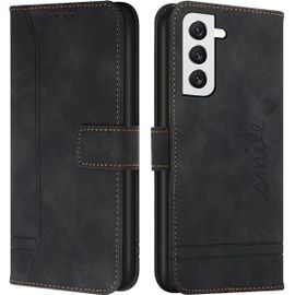 Coque Pour Samsung Galaxy S22 Plus Housse Etui Portefeuille Cuir Multifonction Fermeture Magnétique À Clapet Anti-Noir