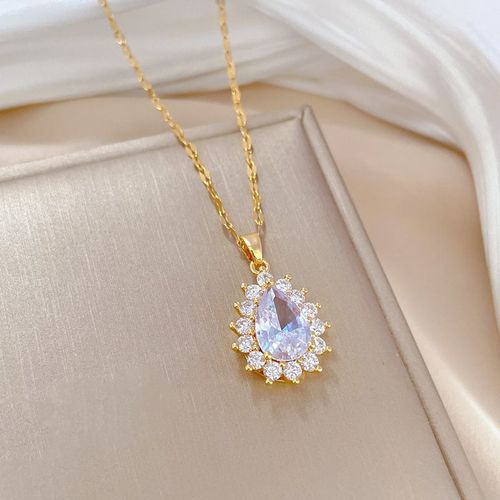 Xiyanike-Ensemble De Bijoux En Acier Inoxydable Pour Femme, Boucle D'oreille En Cristal Goutte D'eau, Collier, Accessoires Exquis, Cadeau De Mariage, Sion L