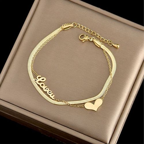 Xiyanike 316l En Acier Inoxydable 3 Couleur Multi-Style Double Couche Bracelets Coeur Perle Pour Femmes 2021 Nouveau Cadeau De Mode Bijoux