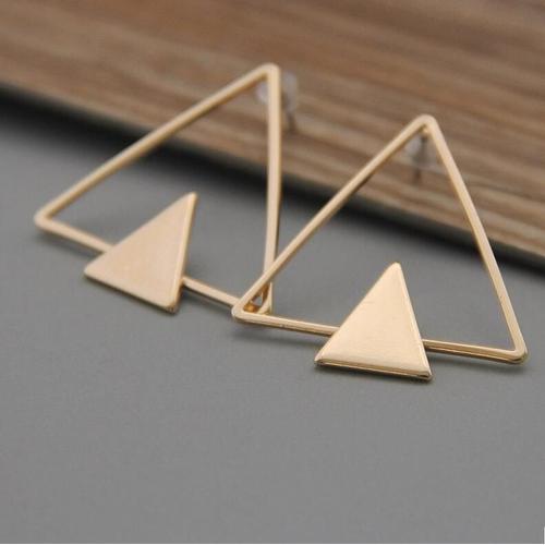 Bijoux Fantaisie Plaqué Or/Argent Boucles D'oreilles Doubles Triangles Boucles D'oreilles Plugs Pour Femmes Fille Boucles D'oreilles Élégantes Xy-E408