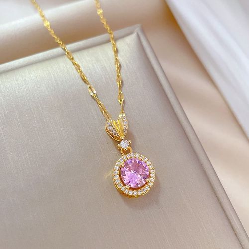 Xiyanike-Ensemble De Bijoux En Acier Inoxydable Sion L Pour Femmes, Boucles D'oreilles En Cristal De Coeur Rose, Collier, Accessoires De Mariage, Nouveauté