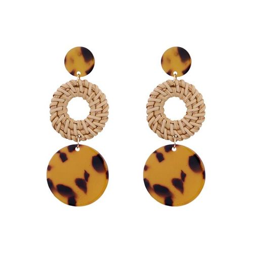 Xiyanike-Boucles D'oreilles Bohème Coréennes Faites À La Main Pour Femmes, Bois De Bambou, Rotin Géométrique, Tissage De Paille, Tricot De Vigne, Bijoux De Fête Boho